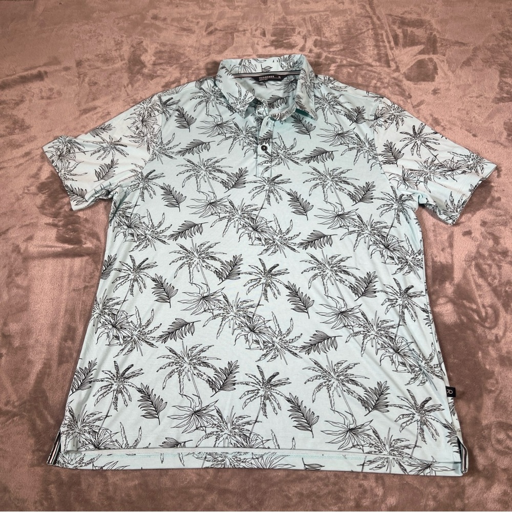 7 Diamonds Shirt Mens XLarge Palm Tree Print 4 Way Stretch Polo Golf New